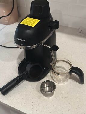 Black Espresso Machine with Glass Carafe